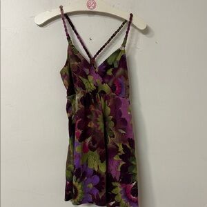 Mudd Purple and Green Floral Tank Top Y2K